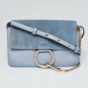 Chloe Blue Leather Small Faye Shoulder Bag